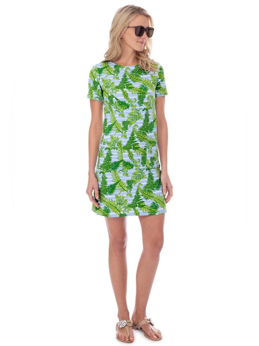 Persifor Carter Dress Provence Palms in Fern Green Women Medium Tropical Coastal